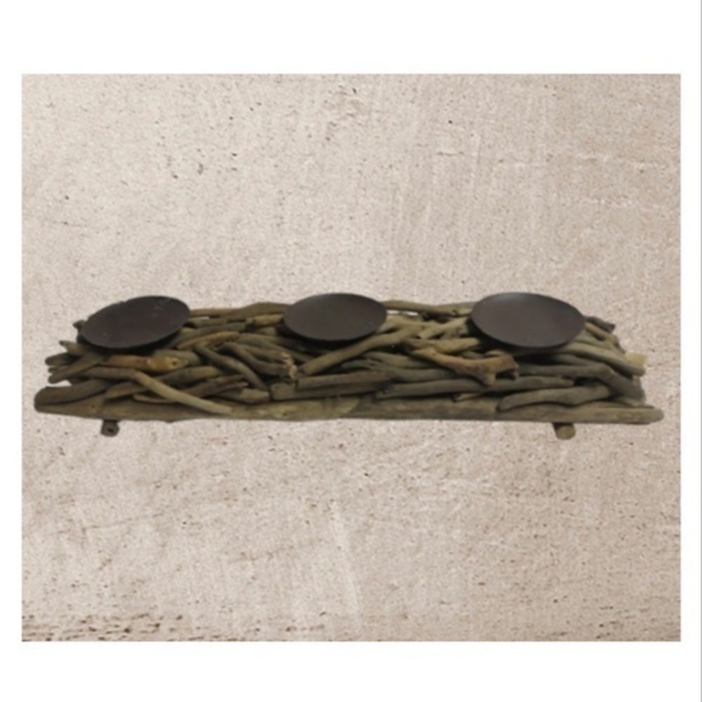 Rustic Twig Wood Campfire Log 3 4” Candle Holder Perfect Mantle Piece 22”X26”